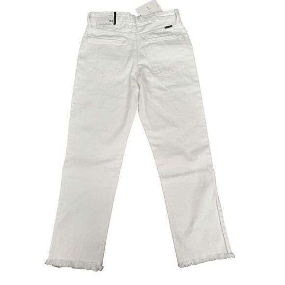 Kancan Cammie High Rise Straight Leg Jeans White Button Fly Frayed Hem 1/24 - Picture 9 of 13